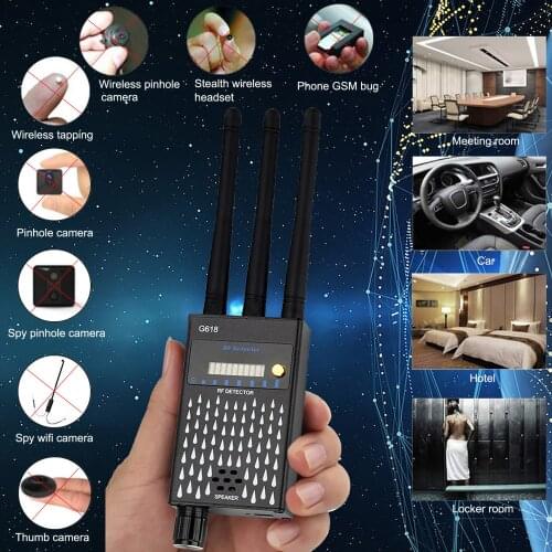 Professional Detector Anti Spy RF CDMA Signal Finder For GSM Bug GPS Tracker Wireless Hidden Camera Eavesdropping 3 Antenna G618
