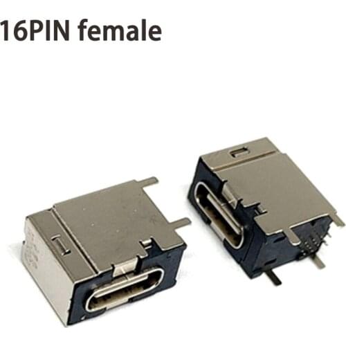 2-5pcs 16 P Side insertion SMT Socket Connector Micro USB Type C 3.1 Female All-inclusive four-pin plug-in high current charging