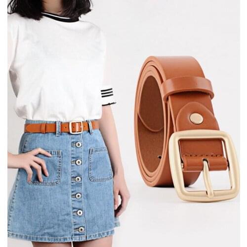 Faux Leather Square Buckle Belts Women Casual Solid Wild Adjustable Belts Decoration Ladies Fashion Accessories For Jeans Dress