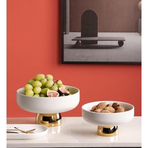 Nordic light luxury fruit tray ceramic creative modern living room desktop tray snacks melon seed storage tray decoration props