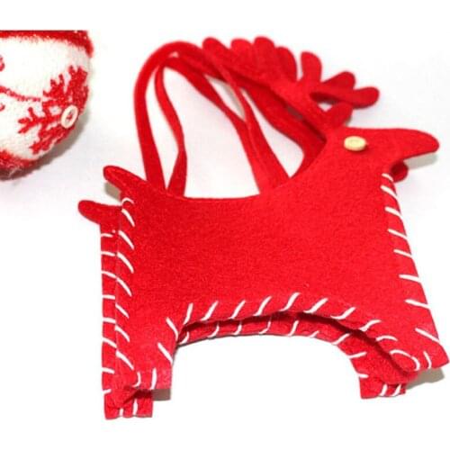 Happy New Years Christmas Candy Gifts Decoration Bag Xmas Wedding Party Supplies Handmade Non-woven Red Deer Decoration