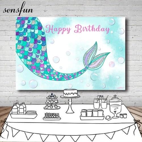 Sensfun Under The Sea Mermaid Girls Birthday Backdrops Glitter Bubble Baby Shower Newborn Party Photography Backgrounds Custom