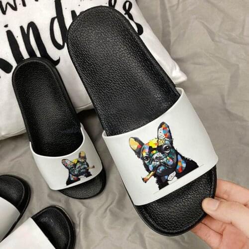 2021 New Hot Womens Slippers Cute Bulldog Cartoon Slippers Indoor Home slippers Ladies Slides Bathroom Flip Flops Mujer