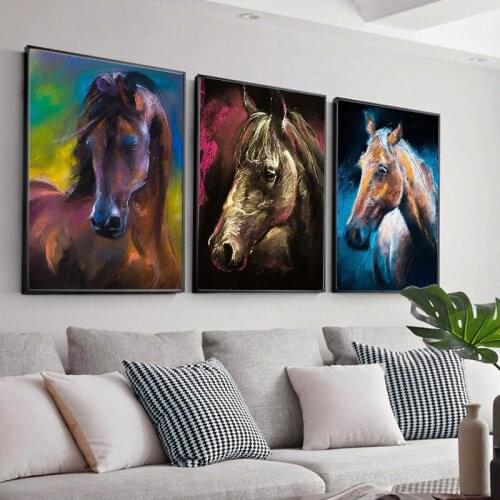 Nordic Canvas Horse Animal Watercolor DIY Diamond Painting Cross Stitch Home Decor Bedroom Living Room Mosaic Picture Wall Art
