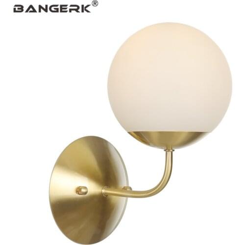 Modern Circular Glass LED Wall Lamp Loft Style Copper Sconce Wall Lights Bedside Home Decor Indoor Lighting Fixtures wandlamp
