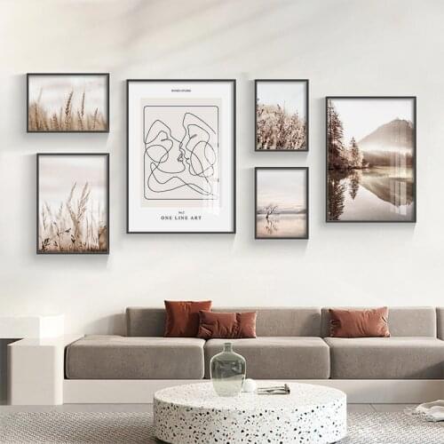 Modern Landscape Canvas Poster Flowers Abstract Woman Wall Art Painting Posters and Prints Wall Pictures for Living room Decor