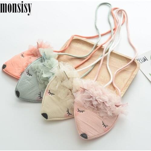 Monsisy 10PCS/Lot Fox Coin Bag For Girl 2020 Shiny Cross body Bag Children Wallet Kid Purse and Handbag Cute Baby Lace Money Bag