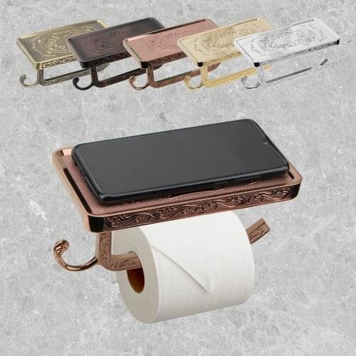 Toilet Paper Box Bathroom Hardware Multifunction Carved Wall Mount Roll Holder Toilet Paper Holder Mobile Phone Holder