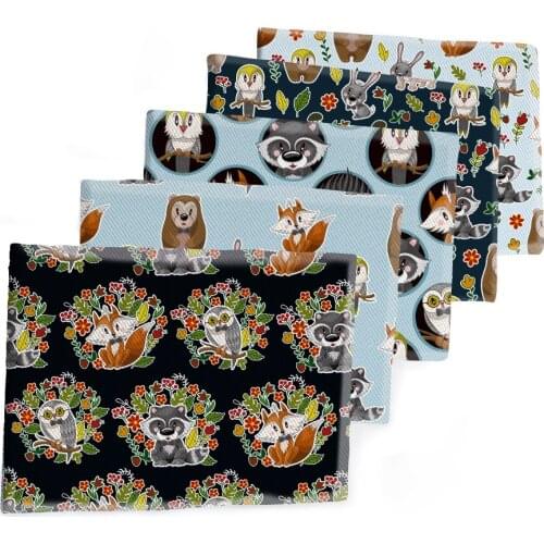 Printed Animal Owl Hedgehog Polyester Twill Patchwork Sewing Clothes Quilting Bed Sheets Material Cloth 50*145cm