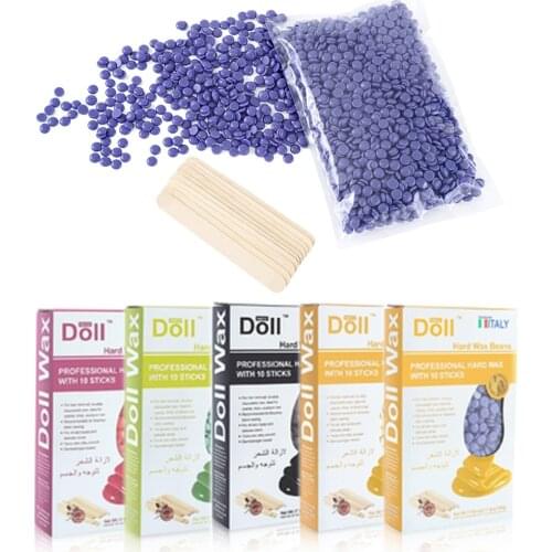 500g Hot Film Hard Wax Beans Hair Removal Beads Depilatory Wax Full Body Hair Removal + 10pcs Wood Sticks Kit Set