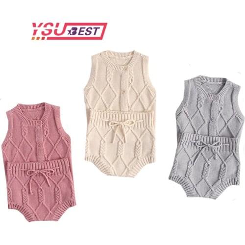 Newborn Baby Knitted Clothes Set 2020 Toddler Girl Sets Childrens Wear Knitted Jacquard Waistcoat Boys'and Girls' Sweater set