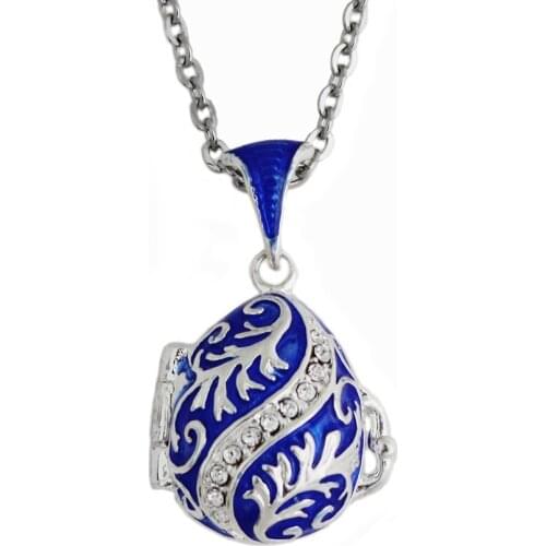 YAFFIL Can Open Brass Vintage Egg Pendant Women Luxury Crystal Necklace Gift To Girls Angel Inside Enamel Handmade Jewelry