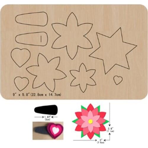 Hair Clip with flower heart Decorative Wooden Cutting Dies 2021 New Girl Hairclip Die Cut Mold For Cut Leather Cloth