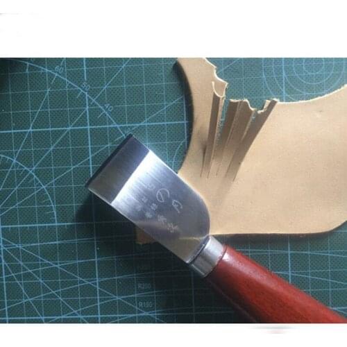 DIY Leathercraft Tool Wooden Handle Stainless Steel Leather Cutting Knife Leather Shovel Knife For Leather Working