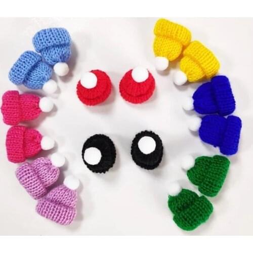 10pcs Mix Color Mini Knitting Hats Doll Hats Decor DIY Party Home Decoration Finger Hats Candy Christmas Hat Lollipop Cover