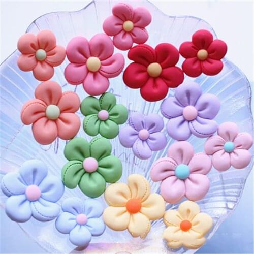 15Pcs Kawaii Flowers Flat Resin Cabochon Flatbacks For Hair Bows Accessories DIY Embellishments Scrapbooking Decoration Craft