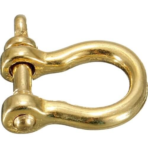 2Pcs Solid Pure Brass Carabiner Shackle Key Ring Chain Hook Buckle Strap Copper Horseshoe Buckle DIY Key Buckle