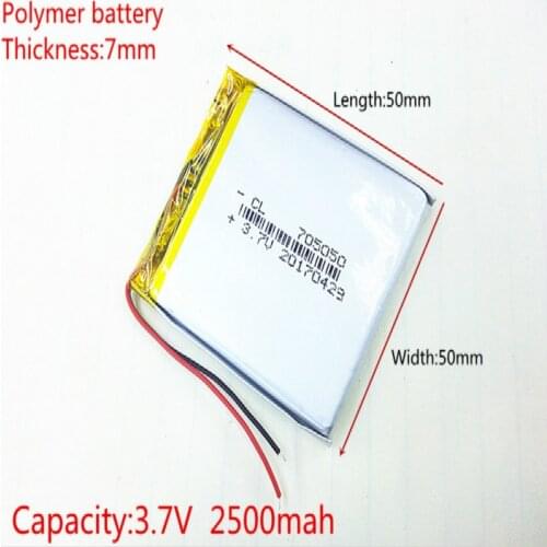3.7V 2500mAh 705050 Lithium Polymer Li-Po li ion Rechargeable Battery cells For Mp3 MP4 MP5 GPS mobile bluetooth