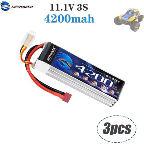 3pcs Lipo Battery 11.1v 3S 4200mah 40C For RC Car Helicopter Drone Boat RC Spare Parts High Quality Battery 3s Battery Skymaker