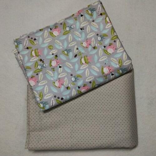 50x160cm Grey Chinchilla Totoro Leaf & Polka Dot Printed 100% Cotton Fabric For Baby Cloth Bedding Quilting Twill Fabric