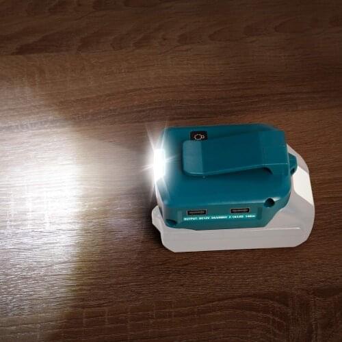 ADP05 Cordless Power Source Dual USB Charger Adapter for Makita 14.4V-18V Lithium Ion Battery Converter with Upgraded LED Light
