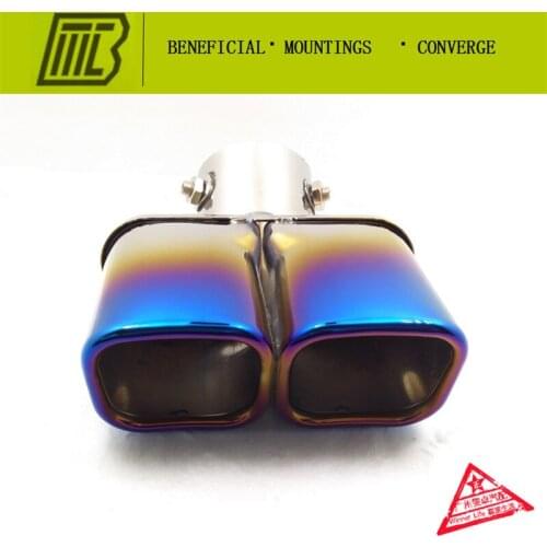 Car Exhaust 1 into 2 Muffler square bend pipe Modified Tail Pipe for focus inlet 63mm Length 165mm general tail EXHAUST PIPE