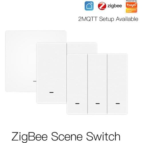 Tuya ZigBee 1/2/3 Gang Wireless Scene Switch Push Button Controller Battery Powered Smart Life App Work With Alexa Google Home