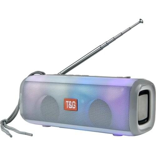 TG144 Wireless Bluetooth Speaker & FM Radio LED Flash Light Portable Loudspeaker Wireless Column With FM Adjustable Antenna