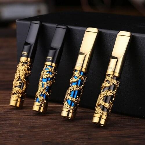 Zobo cigarette holder Hollow electroplated dragon pattern pull rod core filtration high-grade healthy smoking gift
