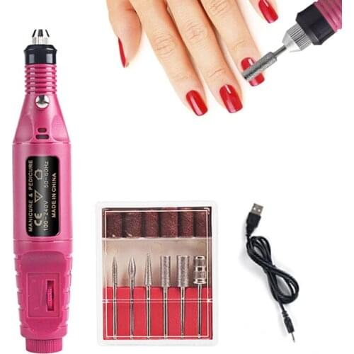 Electric Nail Polishing Machine Manicure Nail Art Professional UV Gel Nail Polish Remover Tool 6pcs Nail File Sanding Bands