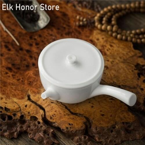 175ml Handmade Dehua White Jade Porcelain Teapot Side Handled Teapot With Strainers Sopera Kung Fu Tea Household Teaware Gifts