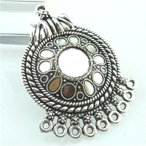 2Pcs Antique Silver Tone Filigree Wraps Flower Connectors Metal Crafts Gift Decoration DIY Findings 53*38mm 14010