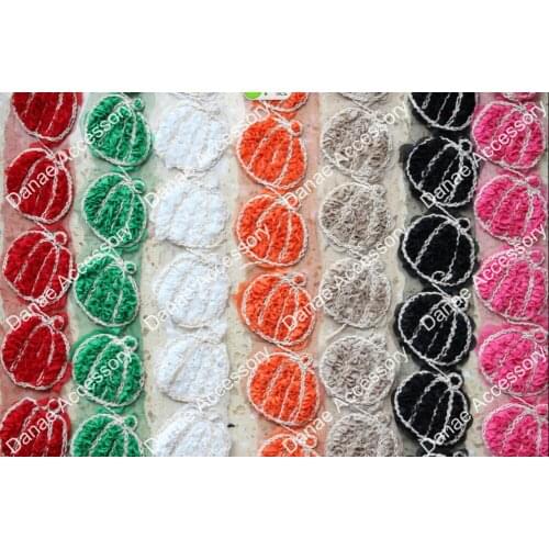 Halloween shabby chiffon 3 inch pumpkins tirm, pumpkin applique, flowers for headband