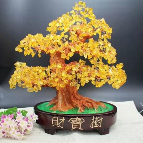Crystal Crafts Fortune Tree Natural Money Tree Powder Crystal Amethyst Decoration Holiday Gift Family,Garden,Desk Decoration