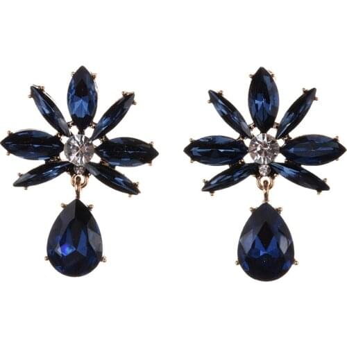 JERPVTE Elegant Large Drop Earrings Bride Water Shape Crystal Earrings for Women Rhinestone Dangle Wedding Earring Jewelry