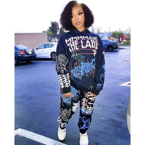 Echoine Fashion Letter Print Streetwear Trend Sports Hoodie Suit Women Two Piece Set Casual Fitness Short Pants Jogger Tracksuit