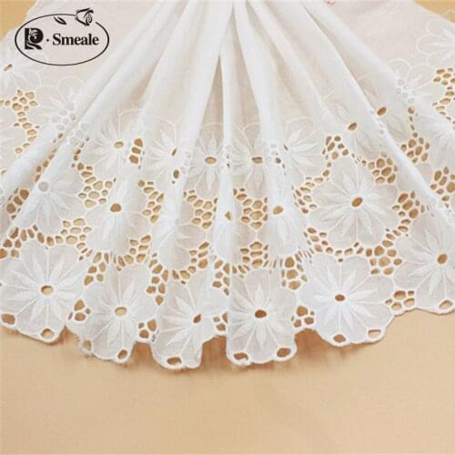 3Yards Width 34cm Off White100% Cotton Embroidered Lace Fabrics, Womens Clothing Diy Lace Trim Free Shipping RS1347