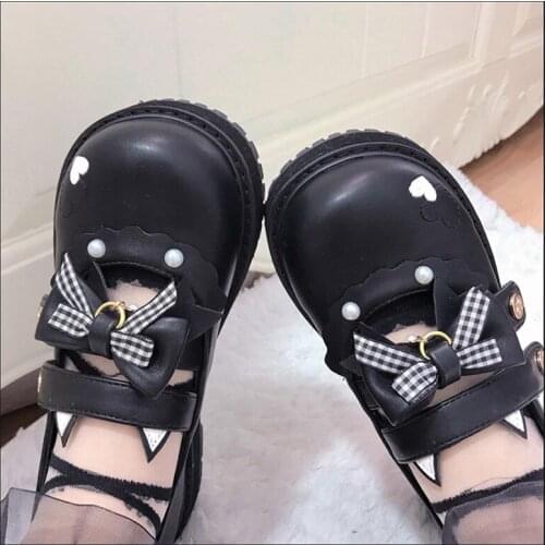 Lolita round head cute student jk uniform college style big head Lolita womens shoes kawaii shoes cosplay loli daily shoes