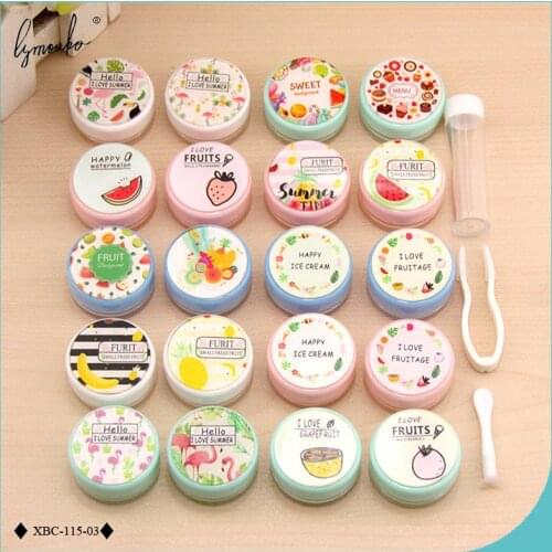 Lymouko All kinds of Fruit PP Cute Animal Portable Mini Contact Lens Case Kit Holder Container Lenses Box for Women