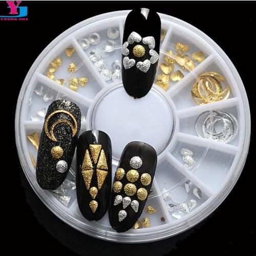 New Design 5X Fashion Metallic Glitter Nail Art Decorations Hot Wheels 3D Alloy Nail Studs DIY Make Up Nails Accessoires Tools