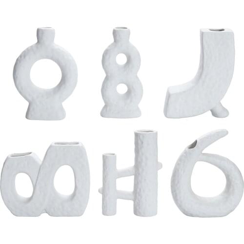 Minimalism Abstract Ceramic Flower Vase Geometric Vases Centerpieces Decor