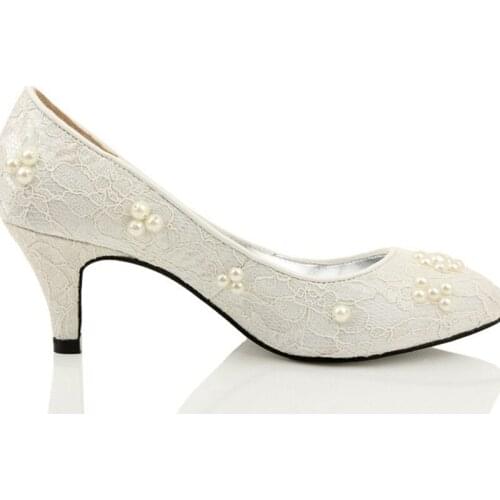 Fashion Spring Ivory Low Heel Shoe Party Prom Nice Shoes Round Toe Wedding Shes bridal gowns Dress Shoes Mermaid Dress Shoes