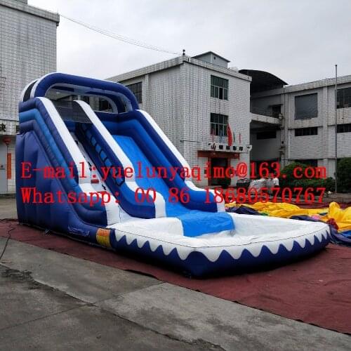 2018 new factory direct inflatable slide inflatable castle inflatable water slide blue pool slide