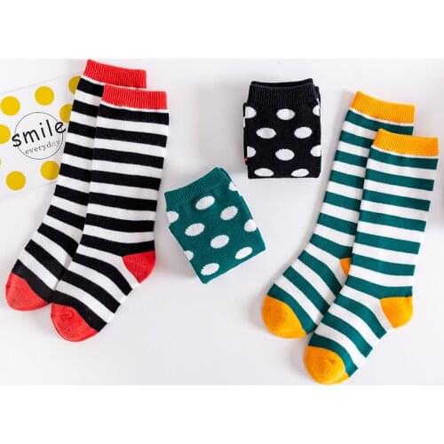 Spring And Autumn New Children Tide Socks In Tube Cotton Socks Personality Wave Dot Striped Neutral Winter Socks Korean Socks