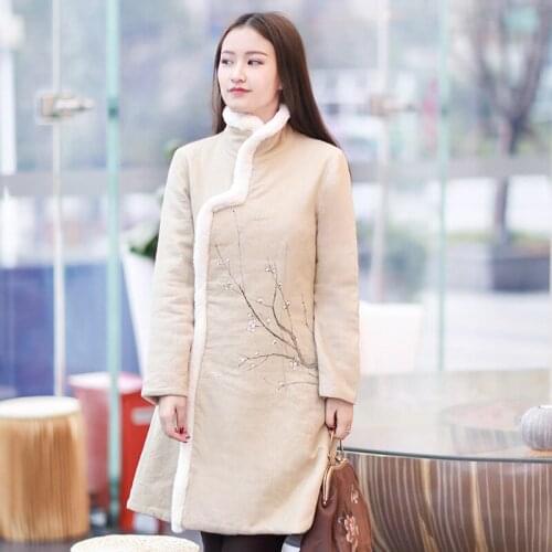 New retro Chinese style womens ethnic style cotton-padded clothes cotton and linen hand-painted ladies cotton-padded clothes