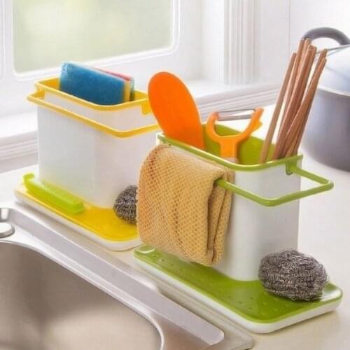 Storage Racks Plastic Kitchen Sink Organiser Knife Stand Storage Baskets Towel Sponge Holder Tableware Shelf Organizer Tool