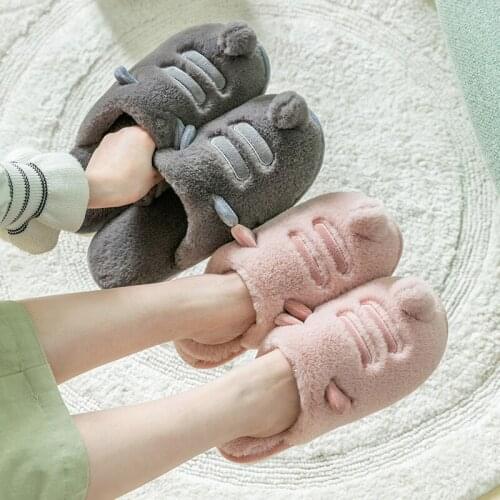 Men Women Slippers Winter Warm Cartoon Cute Flip Flop Shoes Couple Home Fashion Non-slip Flat Indoor Casual House Slides
