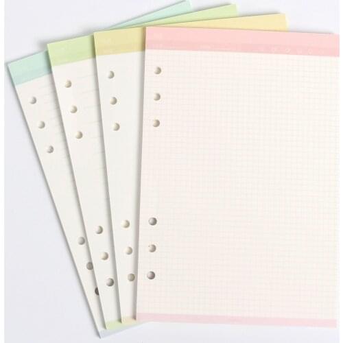 New creative cute 6 holes assorted replacement inner paper core for spiral binder notebook:grid,to do ,line,blank A5A6