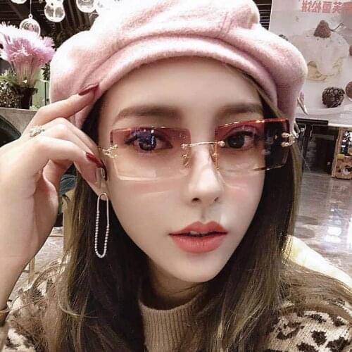 Frameless Square Sunglasses For Girl Send Her Girlfriend Cutting Edge Gradient Fashion Ins Net Red Street Photo 400 Sunscreen