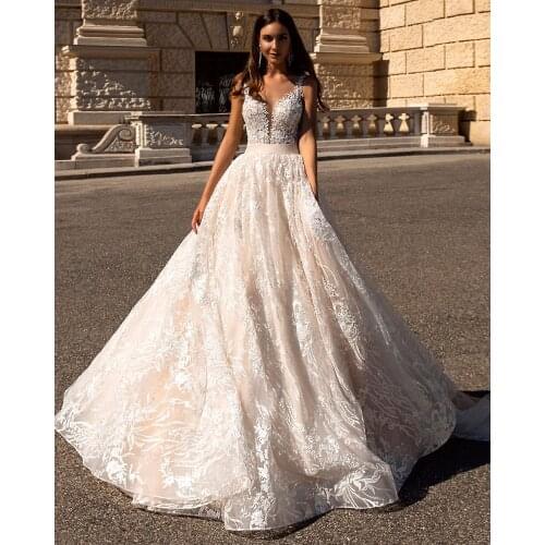 Vestido De Noiva A-Line Wedding Dresses Scalloped Neck Luxury Hochzeitskleid Off the Shoulder Princess Sukienka Na Wesele